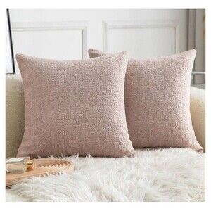 2-Pack Rythome Comfy Teddy-like Textured Throw Pillow Covers 18x18 Pink NEW